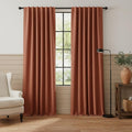 RYB HOME 100% Blackout Linen Textured Curtains 90 inches Long, Insulating by RYBHOME