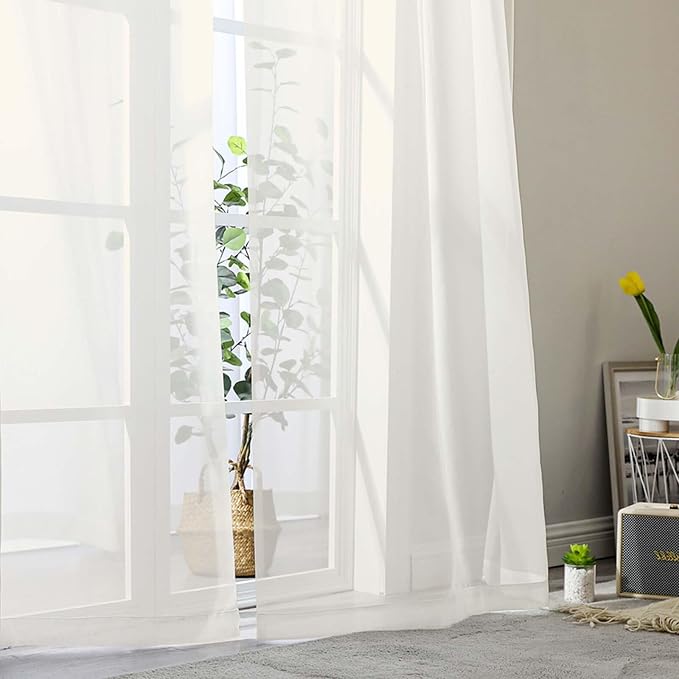 Extra Long Sheer Ivory Curtains - Image 7