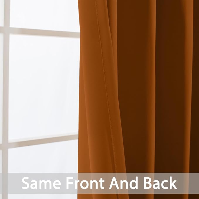 Yakamok Burnt Orange Blackout Curtains 63 Inches Length - Image 3