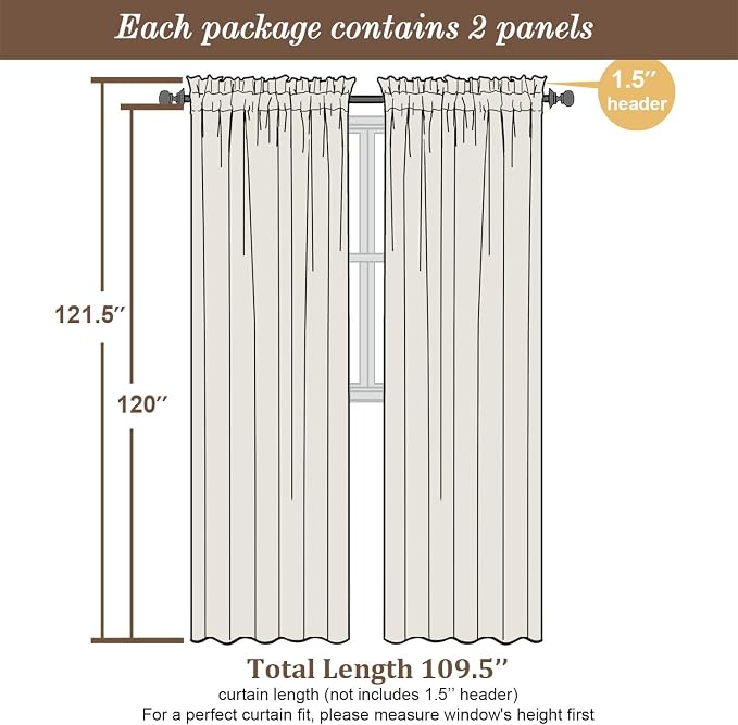Chyhomenyc Extra Long Blush Pink Sheer Curtains 120 Inch Length 2 Panels Set - Image 4
