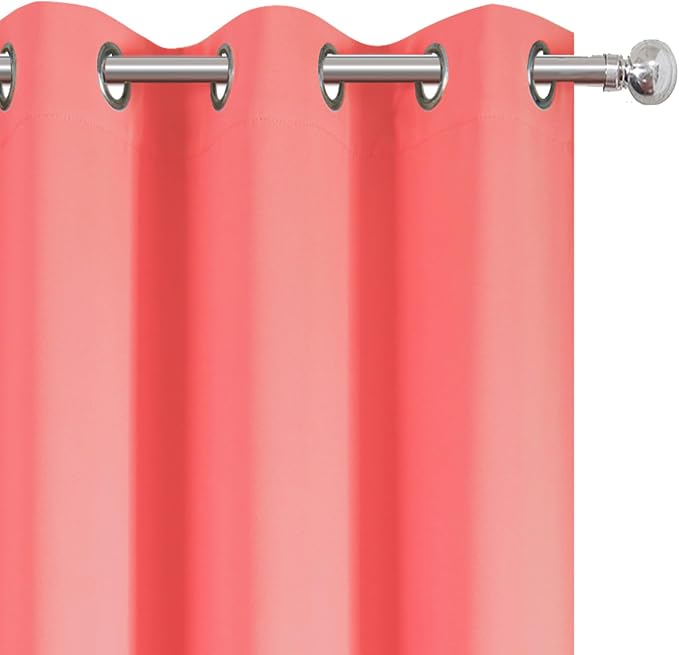 LEMOMO Blackout Curtains 52 x 45 inch Coral Curtains Set of 2 Panels/Thermal - Image 7