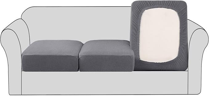 H.VERSAILTEX High Stretch Individual Seat Cushion Covers 3 Pack Thick Jacquard by HVERSAILTEX