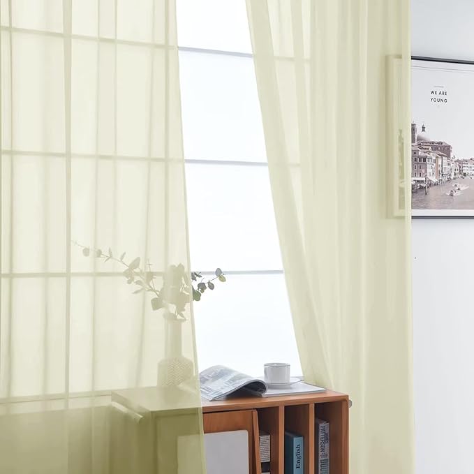 SpaceDresser Basic Rod Pocket Sheer Voile Window Curtain Panels Sage Green 1 - Image 3