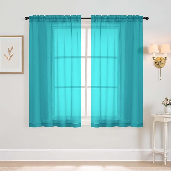 Window Sheer Curtains 54 inch Length, Soft Airy Light Filtering Sheer Curtain 2 by Home