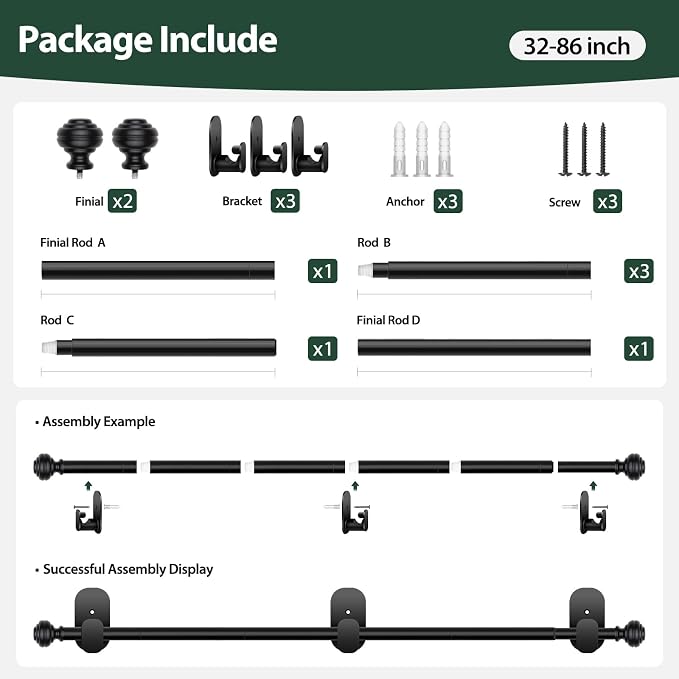 KAMANINA Curtain Rods No Drilling - Image 7
