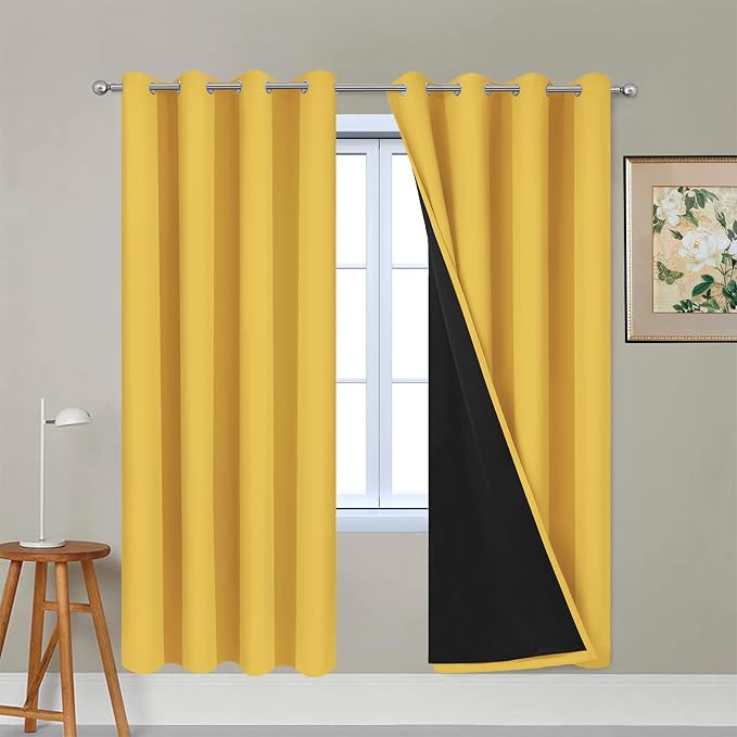 Yakamok Thermal Insulated Full Blackout Curtains 72 Inches Long, Double Layer by Yakamok