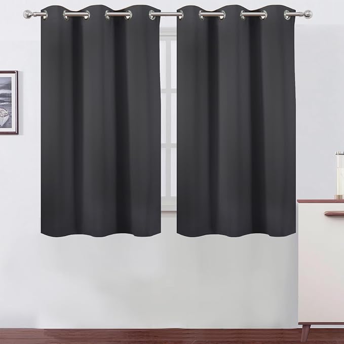 LEMOMO Dark Grey Blackout Curtains/38 x 54 Inch/Set of Two Panels Grommet by Lemomo