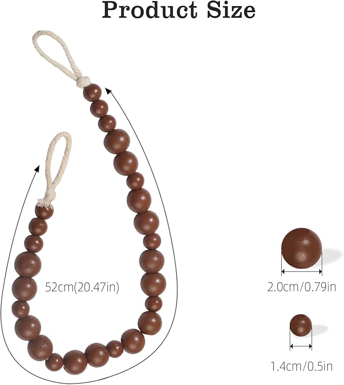Hion 4 Pcs Boho Curtain Tiebacks, Wood Beads Curtain Holdbacks, Outdoor - Image 2