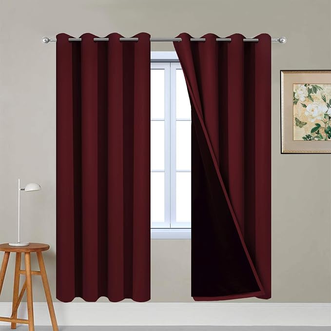 Yakamok 100% Blackout Curtains 72 Inches Long, 2 Thick Layers Completely by Yakamok