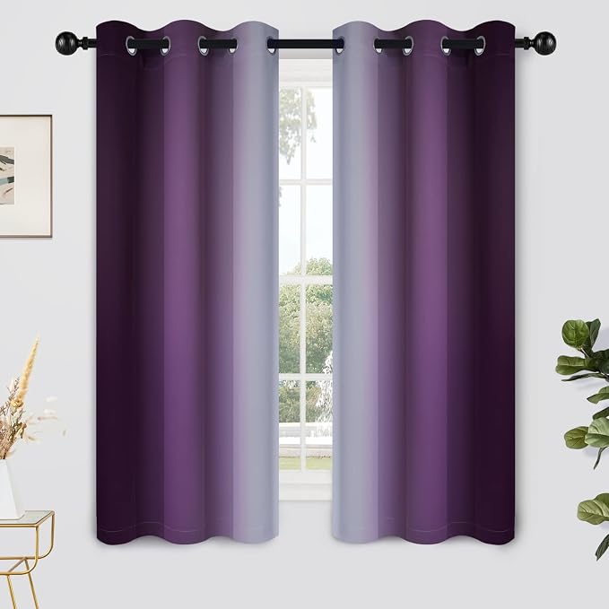 Yakamok Light Blocking Ombre Curtains, Room Darkening Grommet Window Drapes by Yakamok