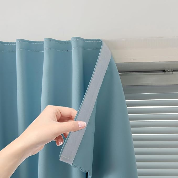 Self Adhesive Curtains, Use for Bedroom, Lake Blue, 1 Panel by Sovtfides