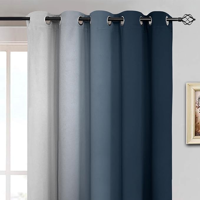 Yakamok Room Darkening Ombre Curtains 84 Inch Length, Light Blocking Grommet - Image 3