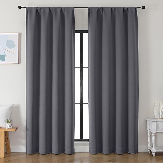 Simplebrand Ava Grey Blackout Curtains by Simplebrand