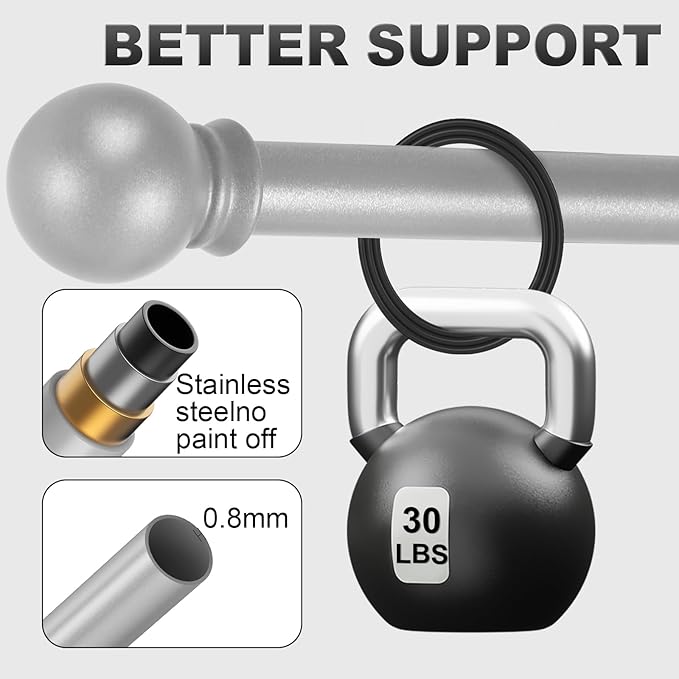 Silver Curtain Rods for Windows - Image 2