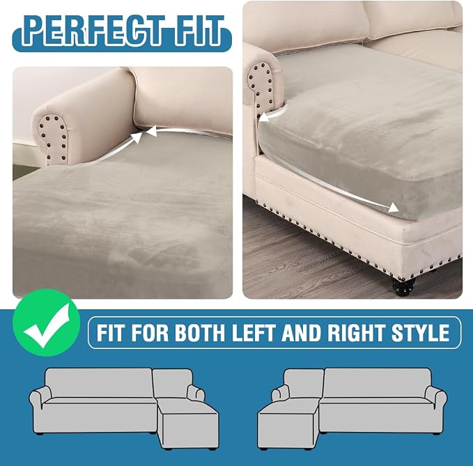 H.VERSAILTEX Velvet Stretch Individual Chaise Cover Sectional Couch Covers - Image 5