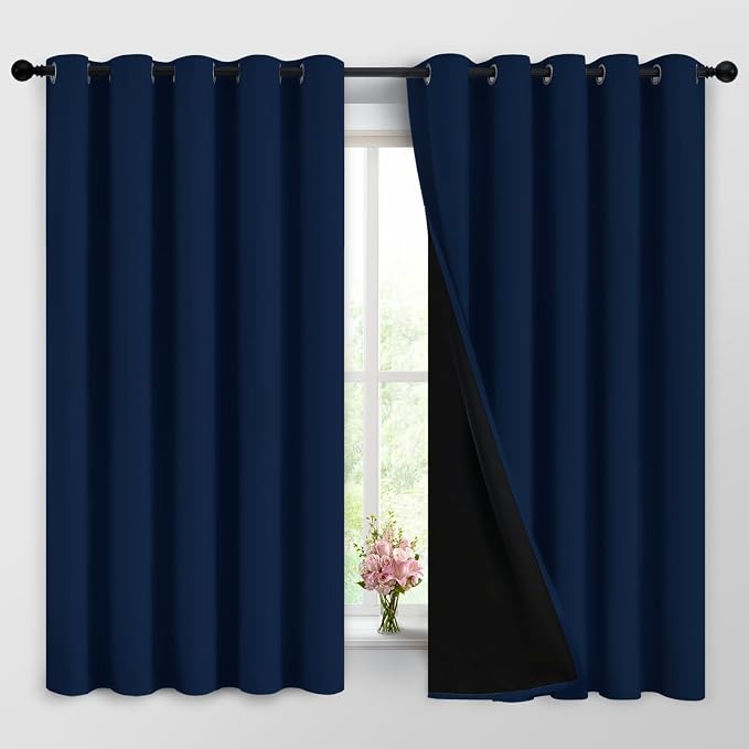 Yakamok Navy Blue 100% Blackout Curtains Energy Saving Thermal Insulated 2 by Yakamok
