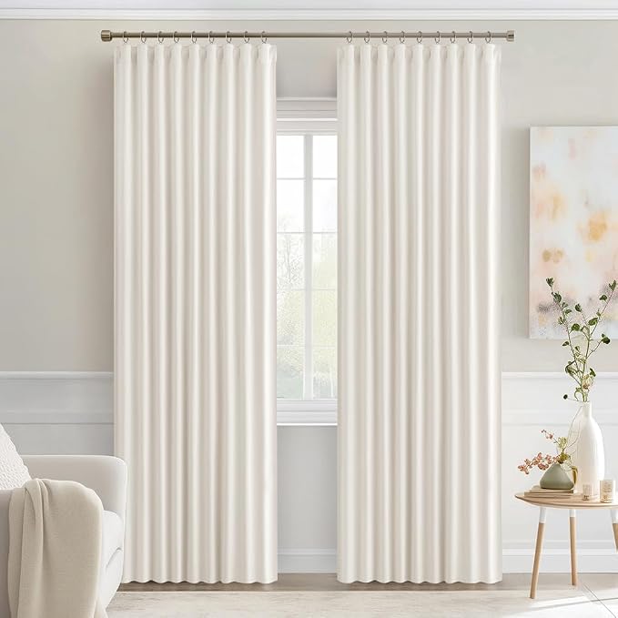 MIULEE Ivory Back Tab Blackout Curtains 84 Inch Length 2 Panels Set - Image 9