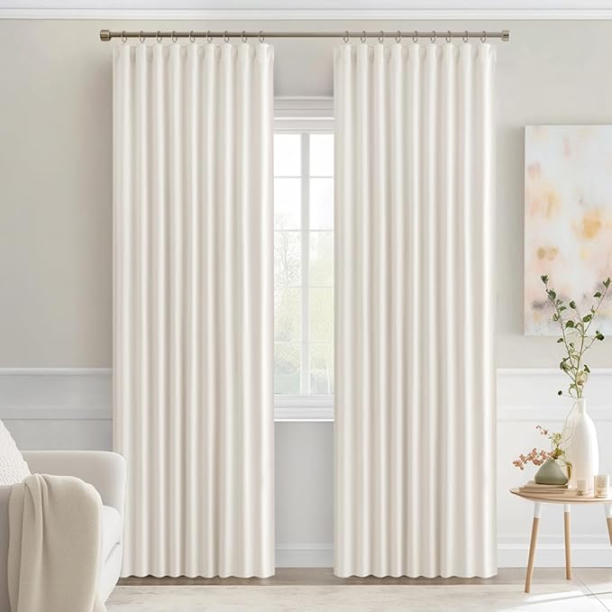 MIULEE Ivory Back Tab Blackout Curtains 90 Inches Long 2 Panels Set - Image 9