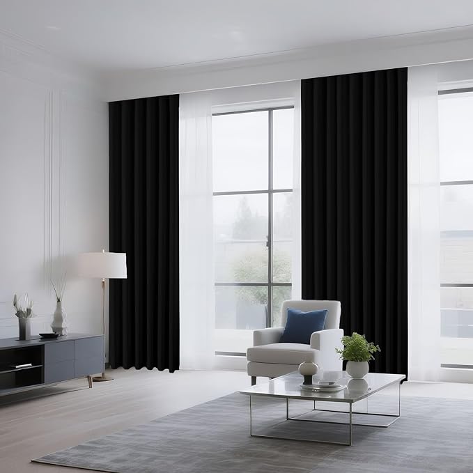 CUCRAF Black Blackout Curtains 45 inch Length 2 Panels Set, Rod Pocket Room - Image 8