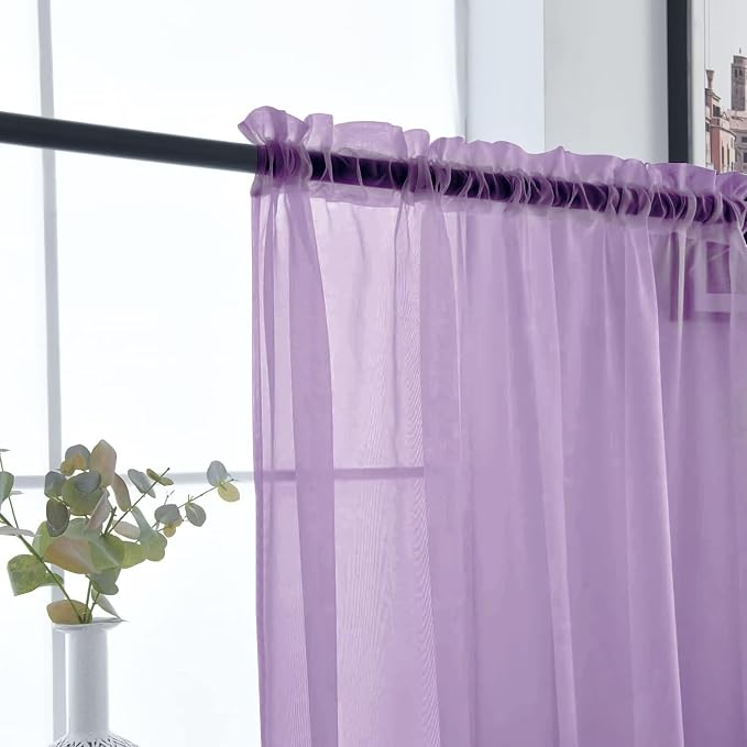 SpaceDresser Sheer Voile Window Treatment Rod Pocket Curtain Panels - Image 6