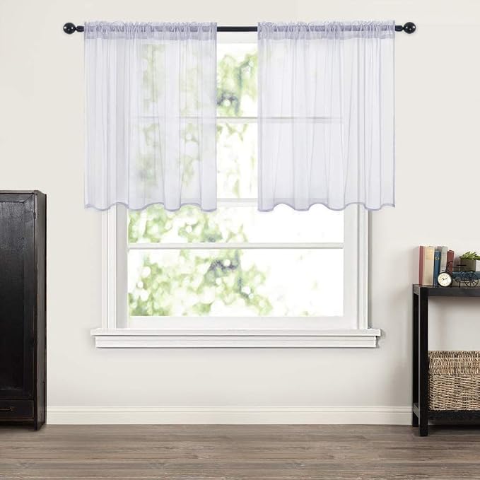 MIULEE 2 Panels Kitchen Tiers Half Window Sheer Curtains Rod Pocket Translucent - Image 7