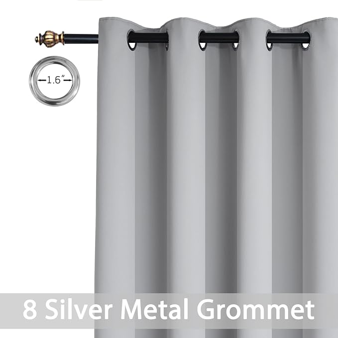 Yakamok Wide Thermal Blackout Patio Door Curtain Panel, Light Grey Grommet - Image 2