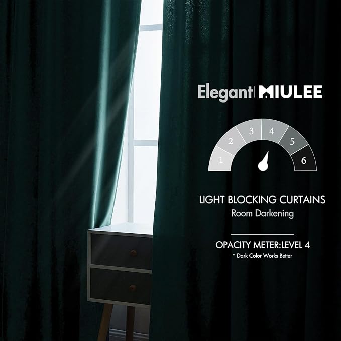 MIULEE Teal Velvet Curtains 84 inches 2 Panels - Image 5