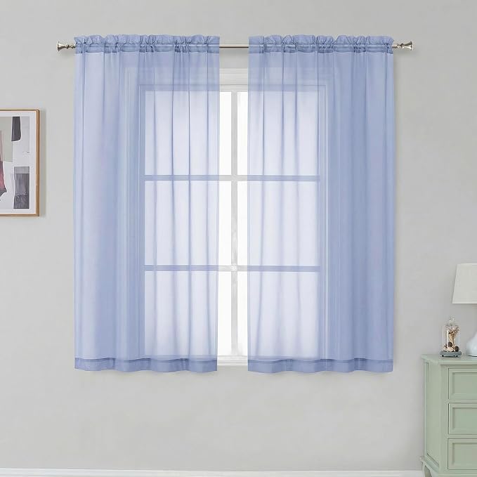 Simplebrand Rod Pocket Top Solid Voile Sheer Curtains by Simplebrand