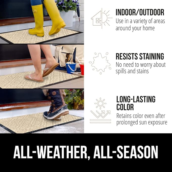 GORILLA GRIP 100% Waterproof All-Season WeatherMAX Doormat, US Designed Natural - Image 3