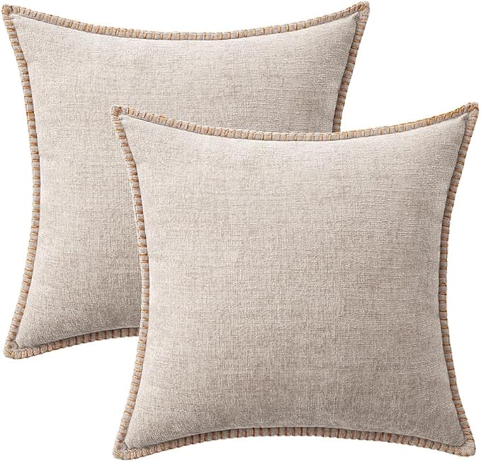 MIULEE Pack of 2 Couch Throw Pillow Covers 20x20 Inch Natural Beige Farmhouse - Image 6