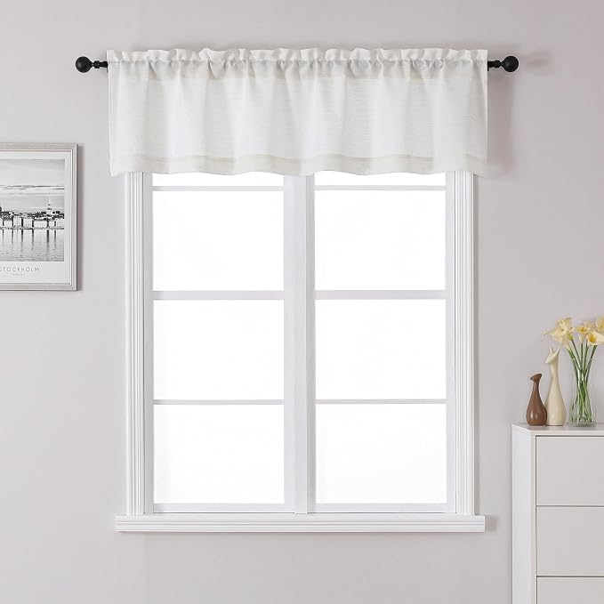 Chyhomenyc Blend Linen Valance for Windows, Light Filtering Blend Linen by Chyhomenyc