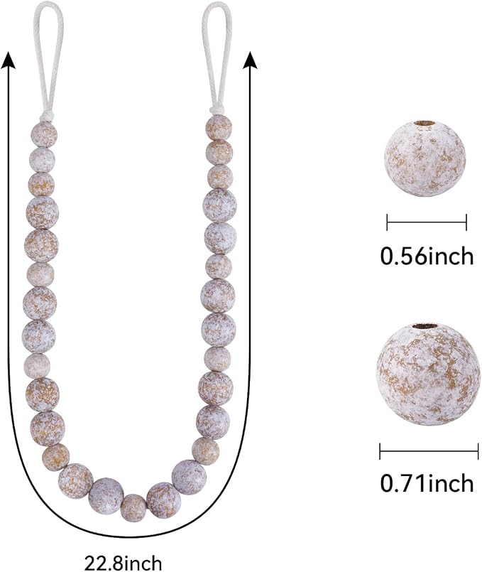Wood Bead Curtain Tiebacks, KLOGTSIND Set of 6 Curtain Holdbacks - Image 4