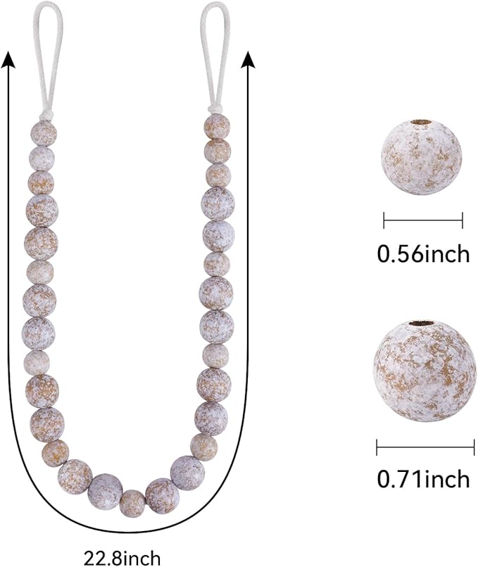 Wood Bead Curtain Tiebacks, KLOGTSIND Set of 4 Curtain Holdbacks - Image 4