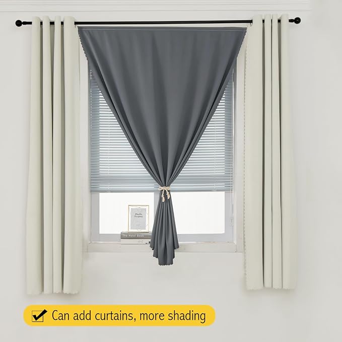 Magic Tape Stick On Curtains Window Shades Pull Down Blackout Window Cover - Image 9