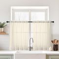 Cream Small Sheer Curtains 2 Panels Set, Kitchen Curtains 36 Inch Length by Home