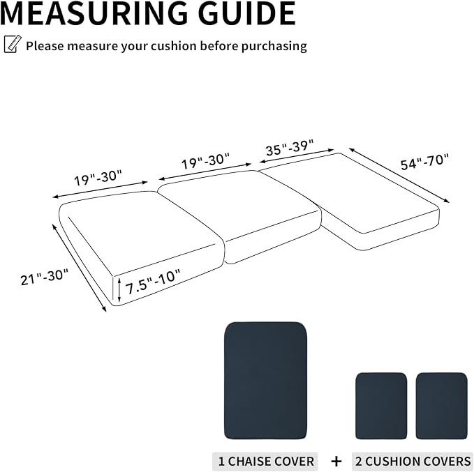 Easy-Going Stretch 3 Pieces Couch Cushion Covers - Image 2
