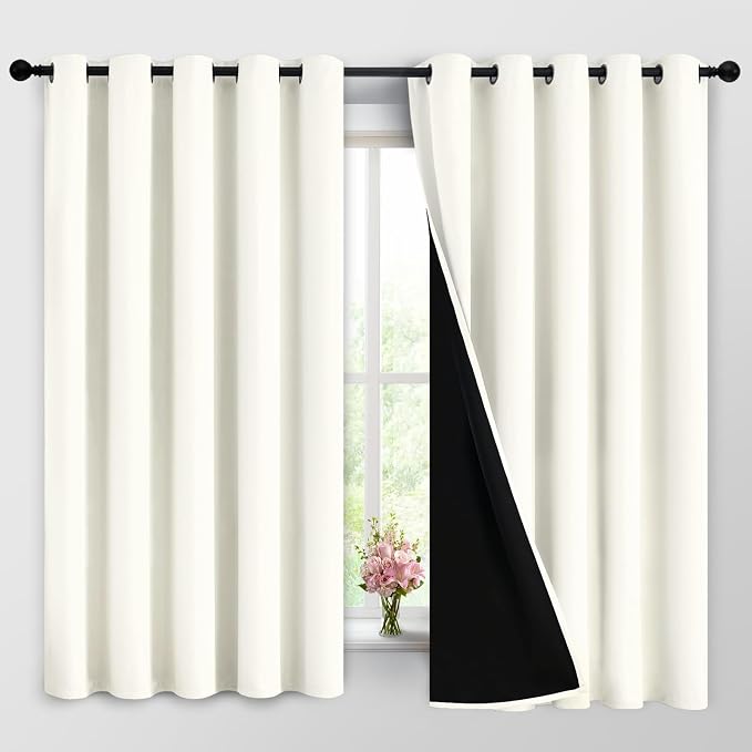 Yakamok 100% Cream Blackout Curtains by Yakamok