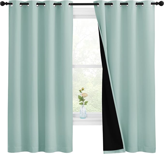 NICETOWN Aqua Blue 100% Blackout Lined Curtains, 2 Thick Layers Completely by NICETOWN