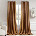 MIULEE Golden Brown Back Tab Blackout Curtains 102 Inch Long 2 Panels Set by MIULEE