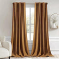 MIULEE Golden Brown Back Tab Blackout Curtains 108 Inch Long 2 Panels Set by MIULEE