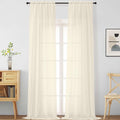 Cream Sheer Curtains for Windows 108 inches Long 2 Panels Set, Soft Lightweight by Home