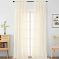 Cream Sheer Curtains 120 Inches Long 2 Panels, Extra Long Light Filtering by Home
