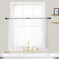 OVZME White Sheer Curtains 36 Inch Length Kitchen Tiers Short Voile Drapes by OVZME