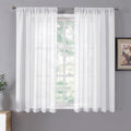 Tollpiz Short Sheer Curtains Linen Textured Bedroom Curtain Sheers Light by Tollpiz