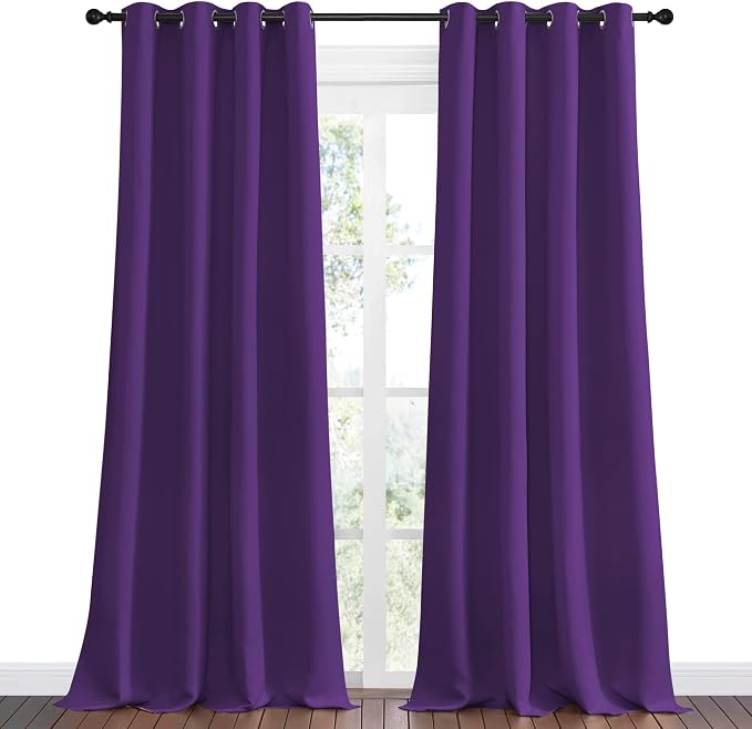 NICETOWN Purple Blackout Curtains 90 inches Long, Niose Reducing and Thermal - Image 2