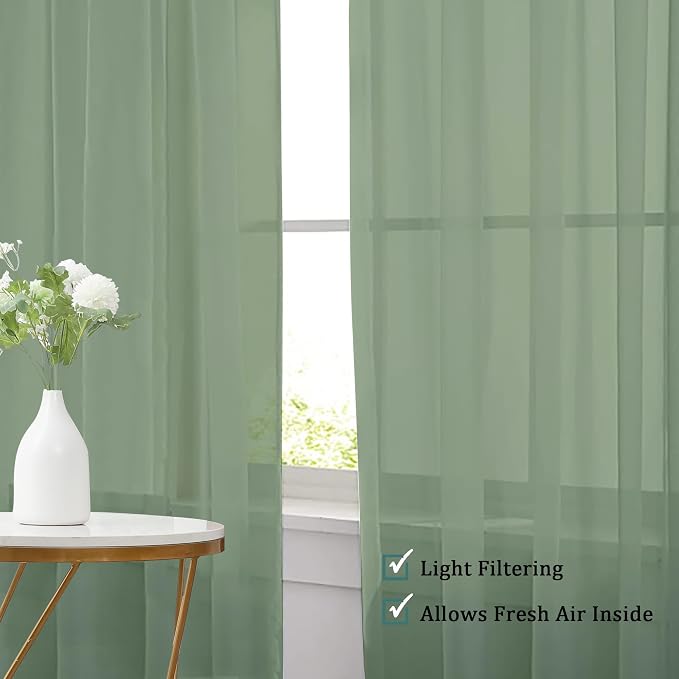 Chyhomenyc Sage Green Sheer Valances - Image 2