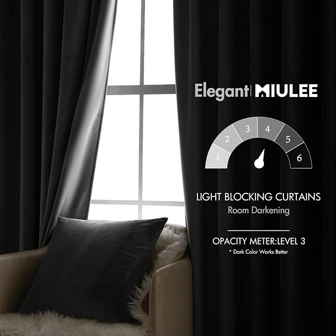 MIULEE Grey Velvet Curtains 84 inches 2 Panels - Image 5