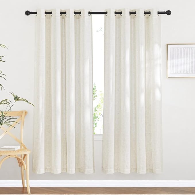 NICETOWN Semi Sheer Curtains 72 inches Long Linen Blend, Grommet Window by NICETOWN