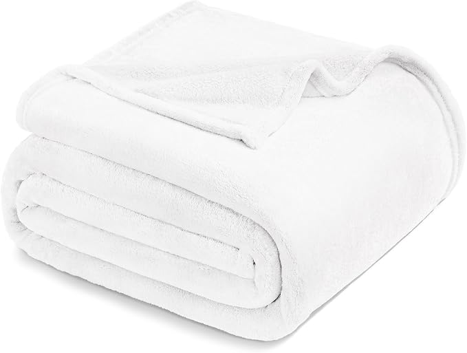Exclusivo Mezcla Fleece Pure White Throw Blanket - Image 8