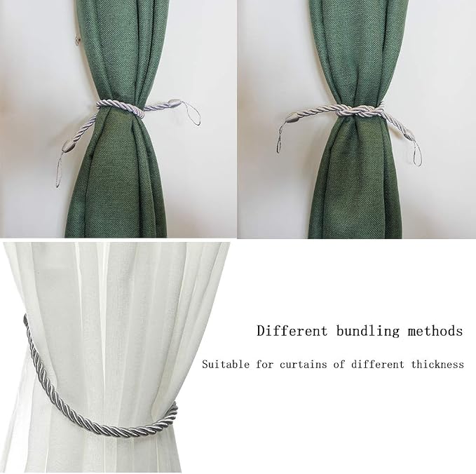 BEL AVENIR Curtain Rope Tiebacks, Drapery Rope Holdbacks - Image 5
